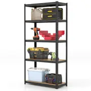 Giantex 5-Tier Metal Shelving Unit Adjustable Garage Storage Rack Shelves Black