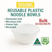 1050ml Takeaway Noodle Bowls Plastic Food Containers Round Soup Bowls Reusable