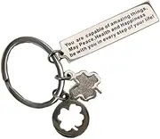 [Zolivie] Clover Leaf Keychain-Cute Inspirational Keyring-Good Luck Irish Charm-Bag and Car Keys Accessories-Gift Idea for her/him