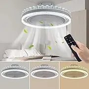 Ceiling Fan with Light Modern Bladeless Ceiling Fan with Remote Control Dimmable Lighting Indoor Low Profile Ceiling Fan Flush Mount，72W Modern Ceiling Fan Ceiling Fan with Lights Enclosed