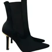 NEW Good American Pointed Toe Heeled Bootie Black Neoprene Women's 9.5 GA118N-X