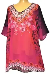 TS TAKING SHAPE plus size S / 16 Rosa Tunic sexy sheer rhinestones glam top NWT!