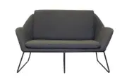 Cardinal Two Seater Lounge Arm Chair Visitors Seat Charcoal Fabric Black Solid