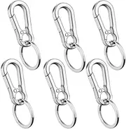 Esforzarse 6 Pcs Metal Keychain Carabiner, Carabiner Key Ring with Removable Rotating Key Ring, Car and Keys Finder for Men and Women, For Keys, Car Keys, Unisex, Lanyards(Silver)