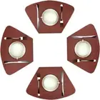 WAZAIGUR Wedge Placemats for Round Table Set of 4 Woven set 4, Wine Red