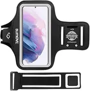 Galaxy S10 Plus/S9 Plus/S8 Plus Armband, BUMOVE Gym Running Workouts Sports Cell Phone Arm Band for Samsung Galaxy S10+/S9+/S8+ with Key/Card Holder (Black)