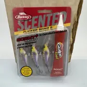 Berkley Flicker Shad 5 Crankbait Scented Gulp Gel 3 Lures Walleye - PURPLE TIGER