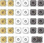 30 Sets Magnetic Snap Buttons, 14mm Plum Magnetic Snap Closures Fastener Sewing on Magnetic Clasps Button for Purses Bags Clothes Handbags Leather DIY Craft (Bronze+Dark Gray+Silver)