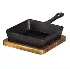 Davis & Waddell Cast Iron Skillet with Wooden Trivet Frying Pan Cookware