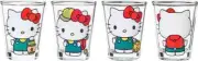 Hello Kitty Mini Glassware Set of Four 1.5oz Shot Glasses Camping Theme New