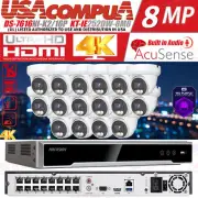 Hikvision Compatible 16CH 8MP POE Dual Light Security Camera System Lot