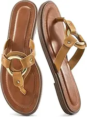 [Ablanczoom] Flats Sandals for Women Comfortable: Summer Beach Womens Flip Flops Dressy Vacation Slip On Thong Sandal Slides Shoes