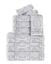 Superior Jasper Cotton Modern Geometric Jacquard Plush 9pc Towel Set