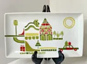 Crate And Barrel Julia Rothman Christmas Holiday Plate Tray 10" x 5" Yule Town