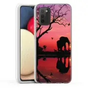 (Safari Sunset)ShockProof TPU phone case cover(Clear)for Samsung Galaxy A02S