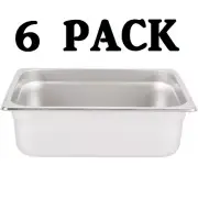 6 PACK Half Size Stainless Steel 4" Deep Steam Prep Table Food Pan 1/2