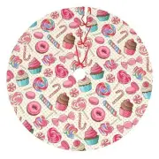 Lollipop Cupcake Donut Candy Christmas Tree Skirt Xmas Tree Mat Holiday Party...