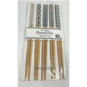 5 Pairs Japanese ModernStyle Design Bamboo Chopsticks New in Packing (Daiso)