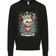 A Vintage Style Skeleton Retro King Skull Kids Sweatshirt Jumper