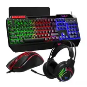 AULA T650 Gaming Keyboard Mouse Headset and Mousepad Combo Set Bundle, RGB USB Wired Keyboard, Mouse, Headphones for PC