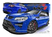 HSV GTSR W1 SLIPSTREAM BLUE A2 FRAMED PRINT HOLDEN STOMP CAR ART