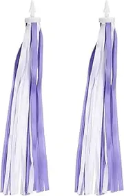 uxcell Bike Streamers, Colorful Scooter Handlebar Tassels Grips Ribbon Accessories Decorations for Bicycle Tricycle Handles, Purple White