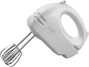 Russell Hobbs Food Collection Electric Hand Mixer with 6 Speeds, Easy release button, Fingertip speed control, Chrome beaters, Wrap around cord storage, 125W, 14451, White