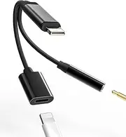 iPhone AUX Adapter for Headphone Jack Dongle(2in1)Apple MFI Certified Lightning to 3.5mm Splitter Cable Charger Cord Audio Adaptador Para Earbud Music Charging Converter for 14 13 12 11 Pro Max 7 8 X