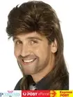 Brown Mullet Wig 70s 80s Rock Bogan Retro Mens Party Costume Accessory