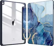 [FINTIE] Hybrid Slim Case for iPad Air 3rd Generation 10.5" 2019 / iPad Pro 10.5 Inch 2017 - [Built-in Pencil Holder] Shockproof Cover with Clear Transparent Back Shell, Ocean Marble