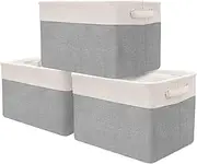 3 Pieces Organizing Storage Baskets 40*30*25cm/EA, Rectangular Fabric Storage Bins, Foldable Storage Basket with Sturdy Handles, Large Rectangular Storage Box for Home Shelves Wardrobe Closets Office
