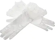 [WRITWAA] Wedding Bridal Gloves Black Dress Gloves for Women Lace Gloves Lace Outfits Womans Gloves Costumes Tea Party Accessories for Women Bride Gloves Tea Party Gloves Mesh White