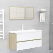 Modern Bathroom Furniture Set 3 Pcs Chipboard Sink With Cabinet Basin And Mirror