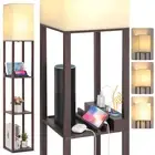 FOLKSMATE Touch Control Shelf LED Floor Lamp with Shelves, Charging USB, Type...