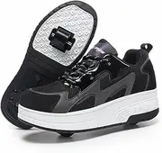 [GIMKOUNN] Roller Shoes Boys Girls Roller Skates Comfortable Sneakers with Wheels for Kids Women Wheeled Footwear Retractable Breatheable Shoes Beginner Exercise Skates Birthday Gifts Christmas