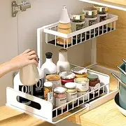 Kitchen Storage & Organisation, Under Sink Storage,2 Tier Under Sink Organiser, Sliding Cabinet Drawer Storage with Non-Slip Pads,Multi-Purpose Under Sink Shelf Organizer