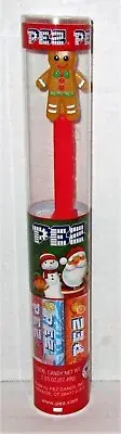 CHRISTMAS Pez Dispenser CHRISTMAS TUBE GINGERBREAD MAN 6 Pez Candy refills