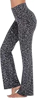 [chaktkglok] Flare Yoga Pants with Pockets for Women Flared Leggings Comfy Crossover Leggings Casual High Waisted Bootcut Pants