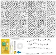 YUNAI Letter Beads for Bracelets, 1200PCS White Round Alphabet Beads A-Z 4×7mm, Polymer Clay Beads Bracelet Making kit for Necklace Jewelry Earring DIY Making, 4