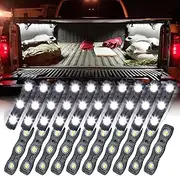 LED Truck Bed Lights, Ampper 12 V 60 LEDs Cargo Unloading Lighting Strips with On/Off Switch Fuse Splitter Cable for Truck Bed, Pickup, Rv, SUV (2 Strips, 20 Black Modules, White Light)