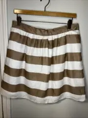 NEW Cynthia Rowley Women’s Size 10 Linen Striped Mini Skirt Lined. Beige White