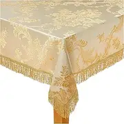 Violet Linen Majestic Damask Design Tablecloth - Beige 54" by 72" Oblong/Rectangle