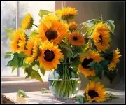 Sunflowers in a Vase - DIY Counted Cross Stitch Patterns Needlework Embroidery