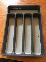 Mini Silverware Tray - Soft Grip Non-Sip Kitchen Drawer Organizer Granite