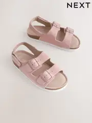 Pink Suede Wide Fit (G) Touch Fastening Strap Corkbed Sandals (AL1425) | $39 - $55