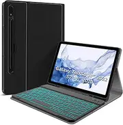 JUQITECH Backlit Keyboard Case for Samsung-Galaxy-Tab S8 S7 11 Case with 7 Color Backlit Wireless Detachable Keyboard for Galaxy Tab S8 SM-X700/X706 2022 S7 SM-T870/T875/T876 2020 11" Tablet Cover