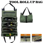 OZNALA Tool Roll Organizer Tool Roll Up Canvas Bag Tool Large Wrench Super Big Pouch Brown Green