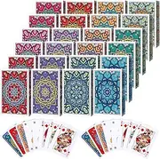 Zubebe 24 Pack Mandalas Theme Playing Cards Set - Bulk Deck of Cards in Vibrant Colors, Poker Size Standard Index for Card Activities, Party Supplies, and Games