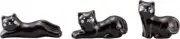chopsticks rests black cats. 3 piece set.