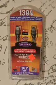 New Belkin 14.7' IEEE1394 FireWire i.LINK 6-pin to 6-pin Cable 1394 Application
